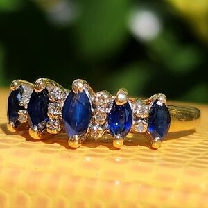 10kt Vintage Sapphire Diamond Band